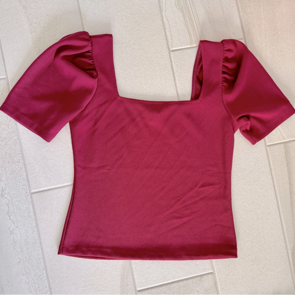 Club Monaco Puff Sleeve Square Neck Top, size M